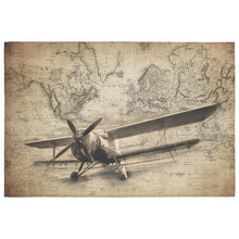 Ag Biplane Sprayer World Map Rug 5 Sizes