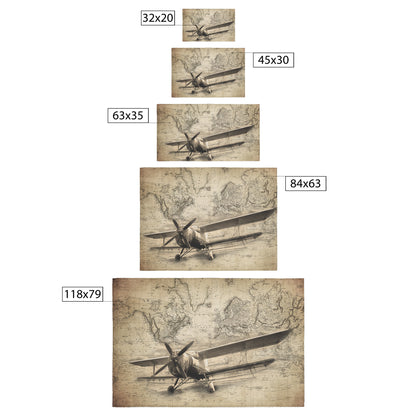 Ag Biplane Sprayer World Map Rug 5 Sizes