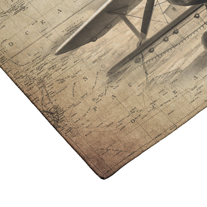 Ag Biplane Sprayer World Map Rug 5 Sizes