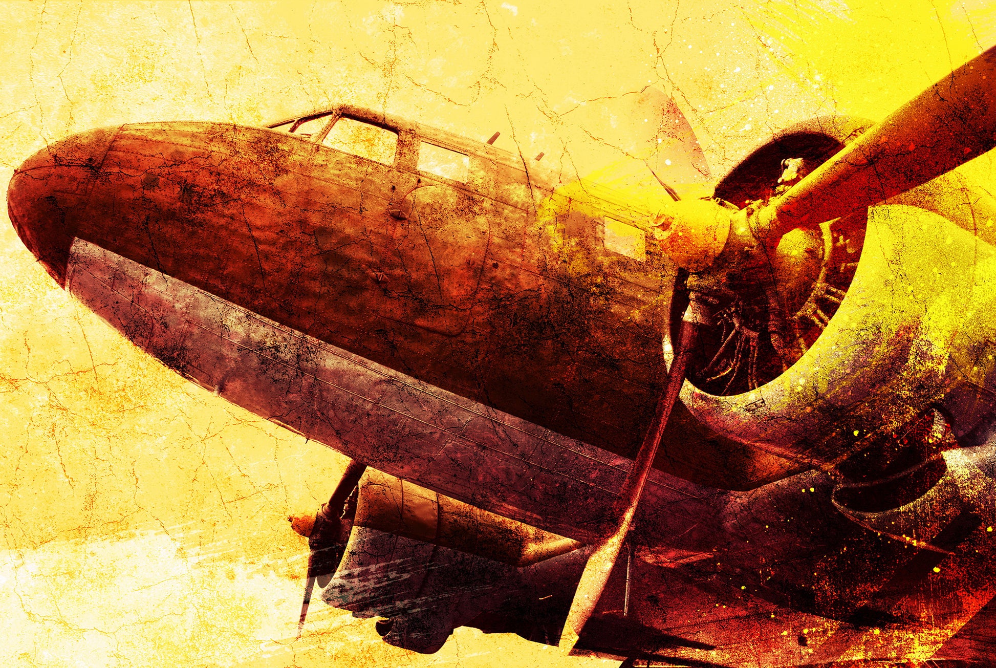 Vintage Airplane Wall Mural Art Military Sepia Wallpaper proof