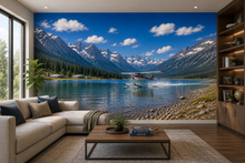 Alpine Lake Bush Plane Landing Wall Mural