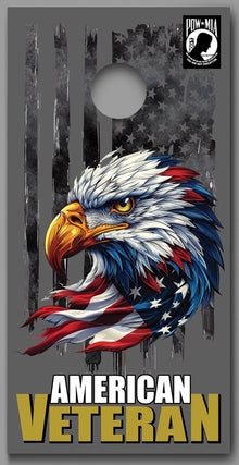 American Veteran Bald Eagle Flag Cornhole Board Decal Wrap