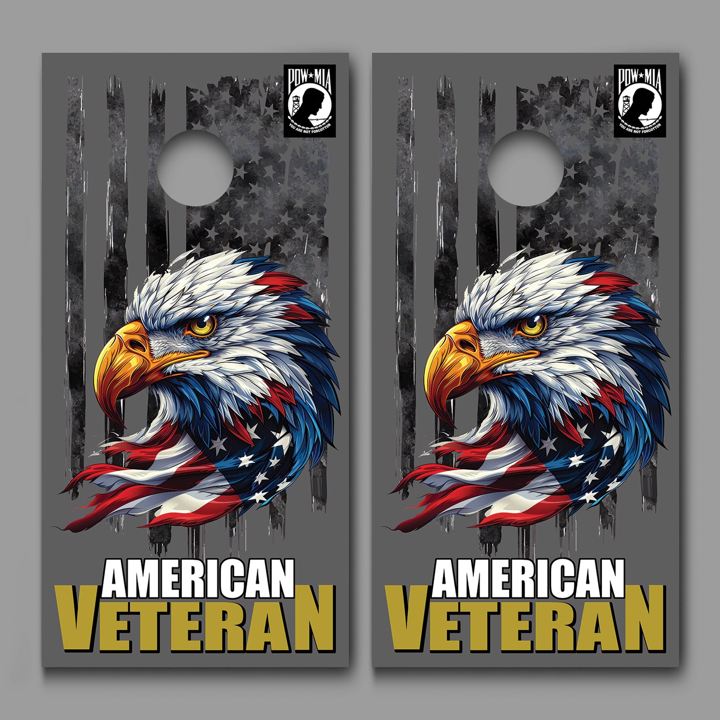 American Veteran Bald Eagle Flag Cornhole Board Decal Wrap