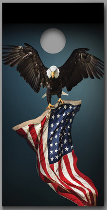 American Bald Eagle Carrying Flag Corn hole Wraps Decals