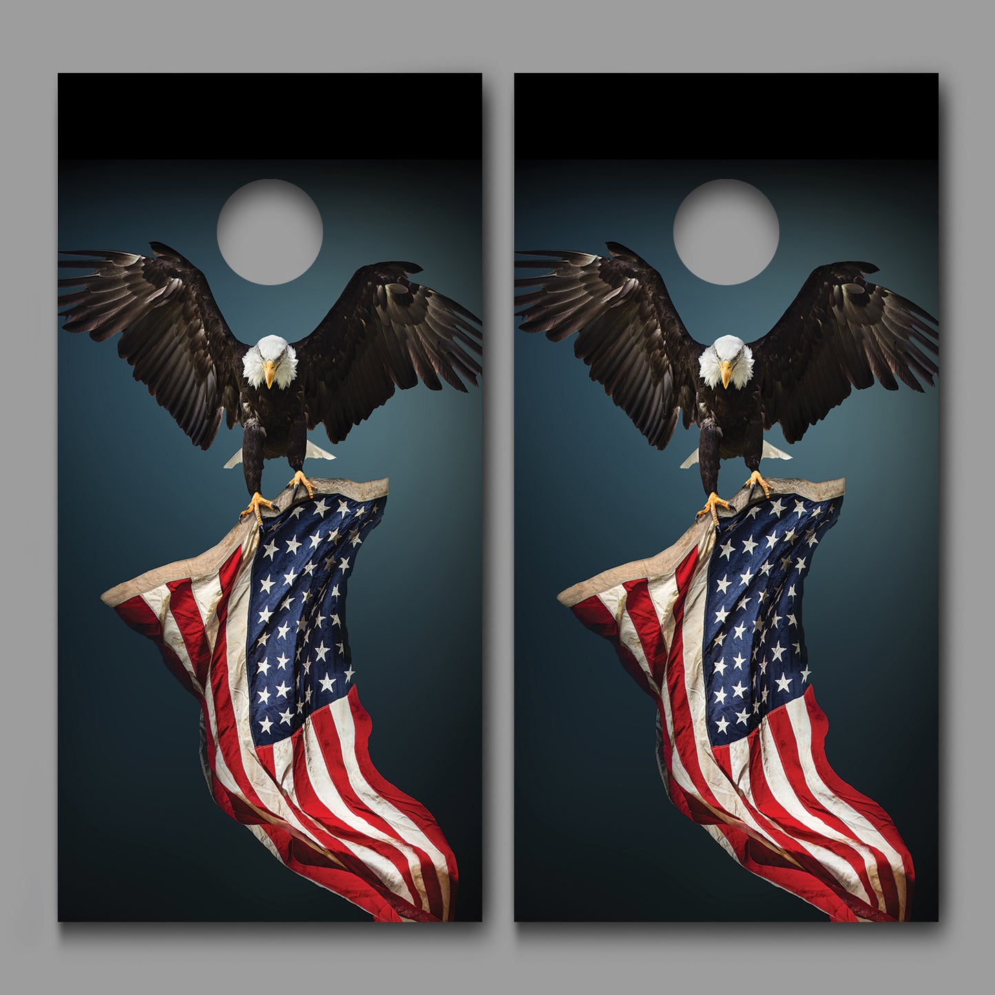 American Bald Eagle Carrying Flag Corn hole Wraps Decals