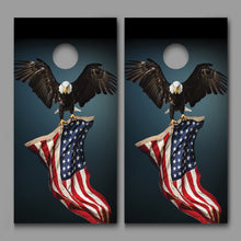 American Bald Eagle Carrying Flag Corn hole Wraps Decals