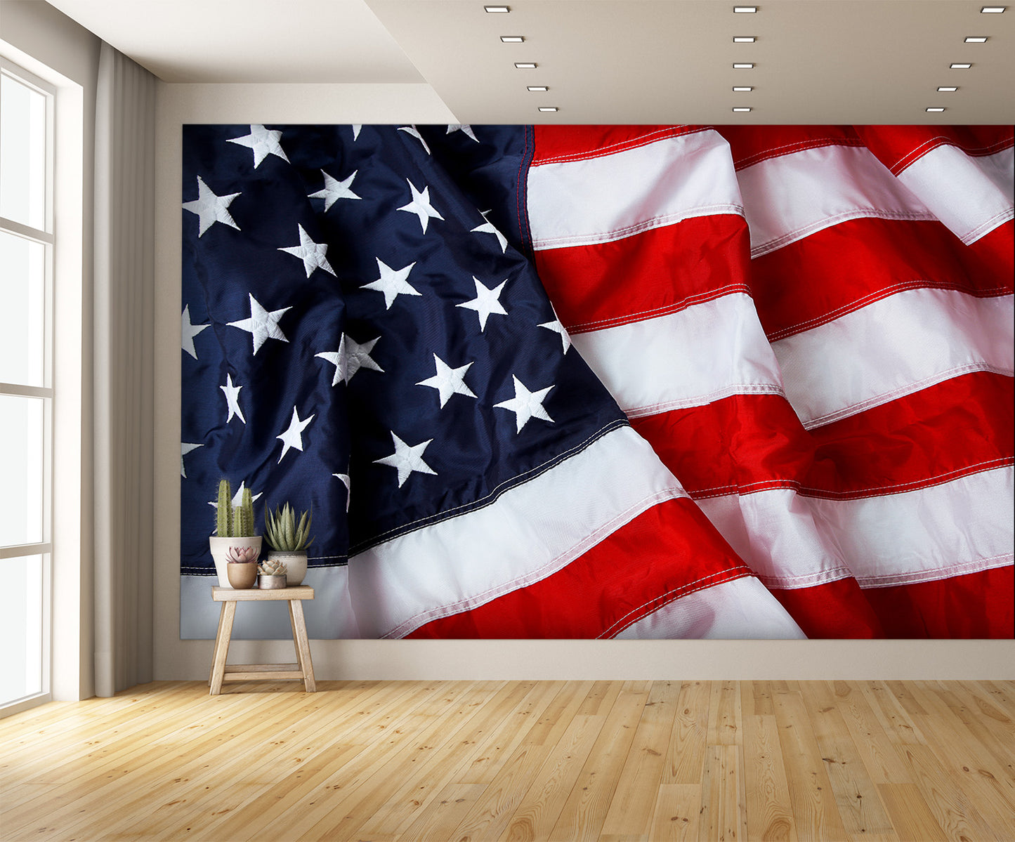 Patriotic Waving American Flag Wallpaper Wall Mural extra room