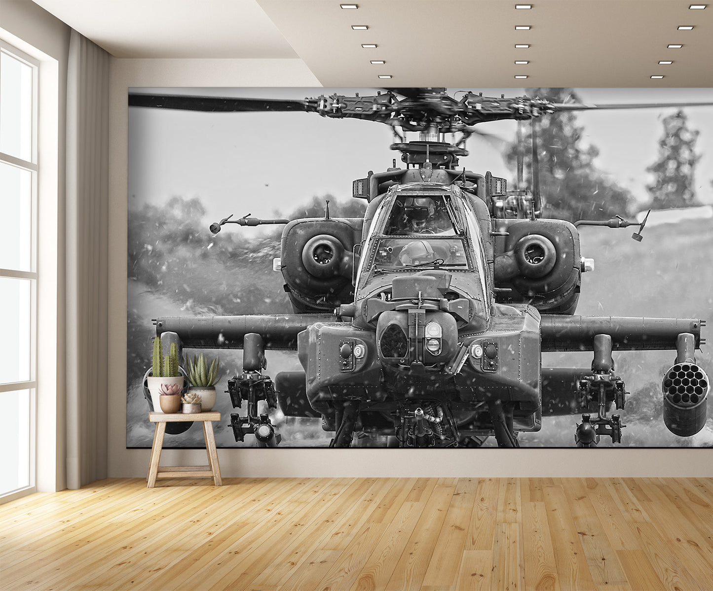 Apache Helicopter Wall Mural Military Wallpaper Large extra room