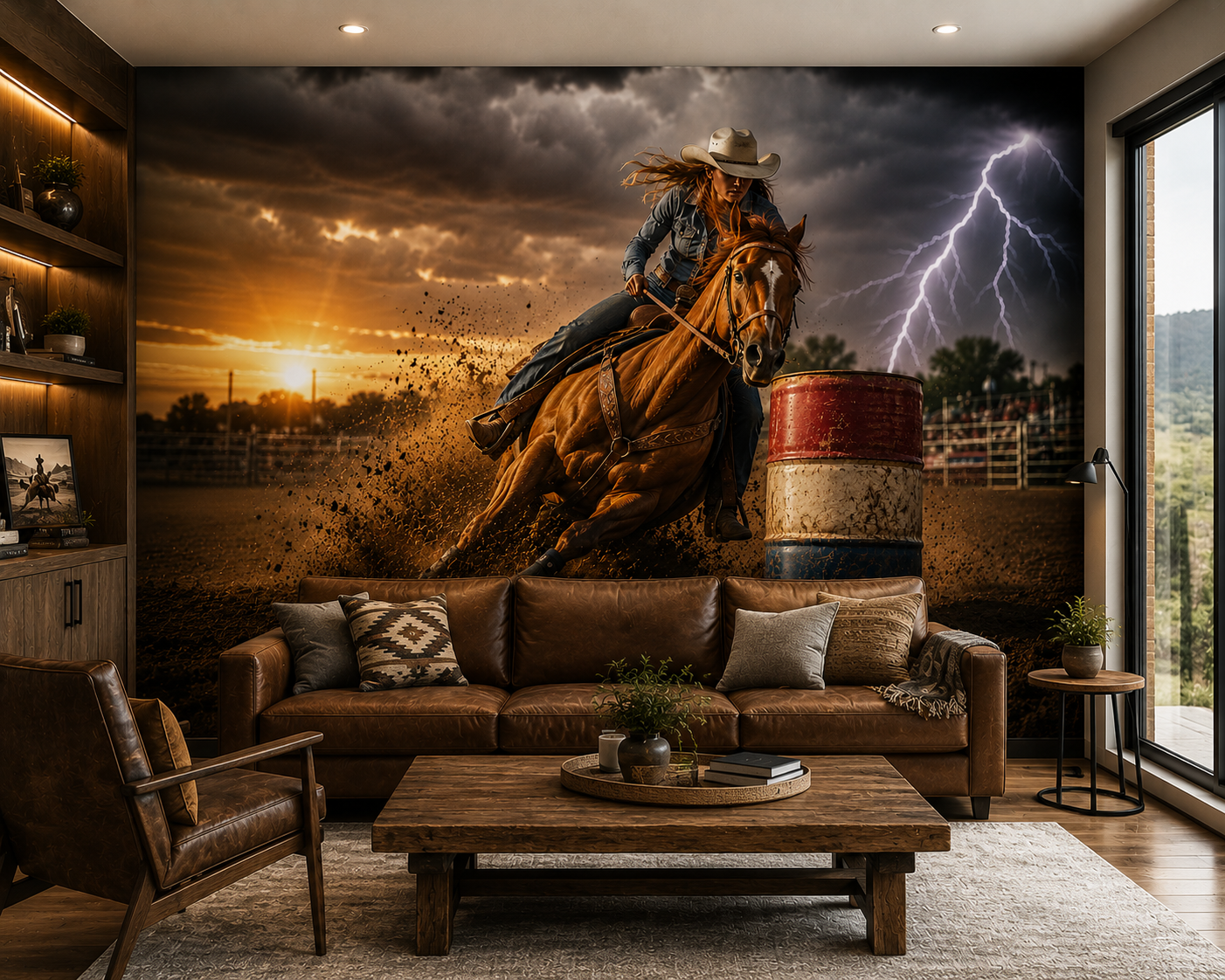 Barrel Racing Thunder Wall Mural