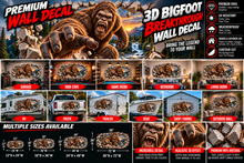 3D Bigfoot Breakthrough Wall Decal – Sasquatch Indoor & Outdoor Premium Vinyl Graphic