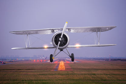 Biplane airplane Wall Mural Takeoff runway wallpaper proof