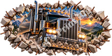 3D Semi Truck Breakthrough Wall Decal – Indoor & Outdoor Premium Vinyl Graphic