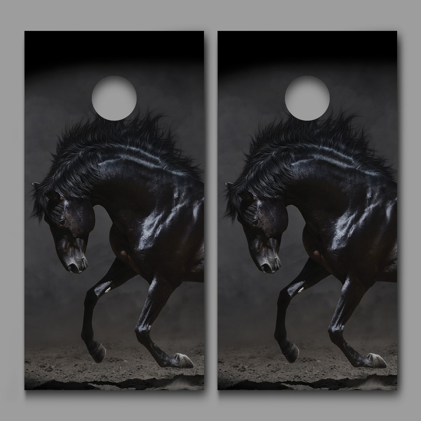 Black Stallion Horse Design Corn Hole Board Decal Wrap