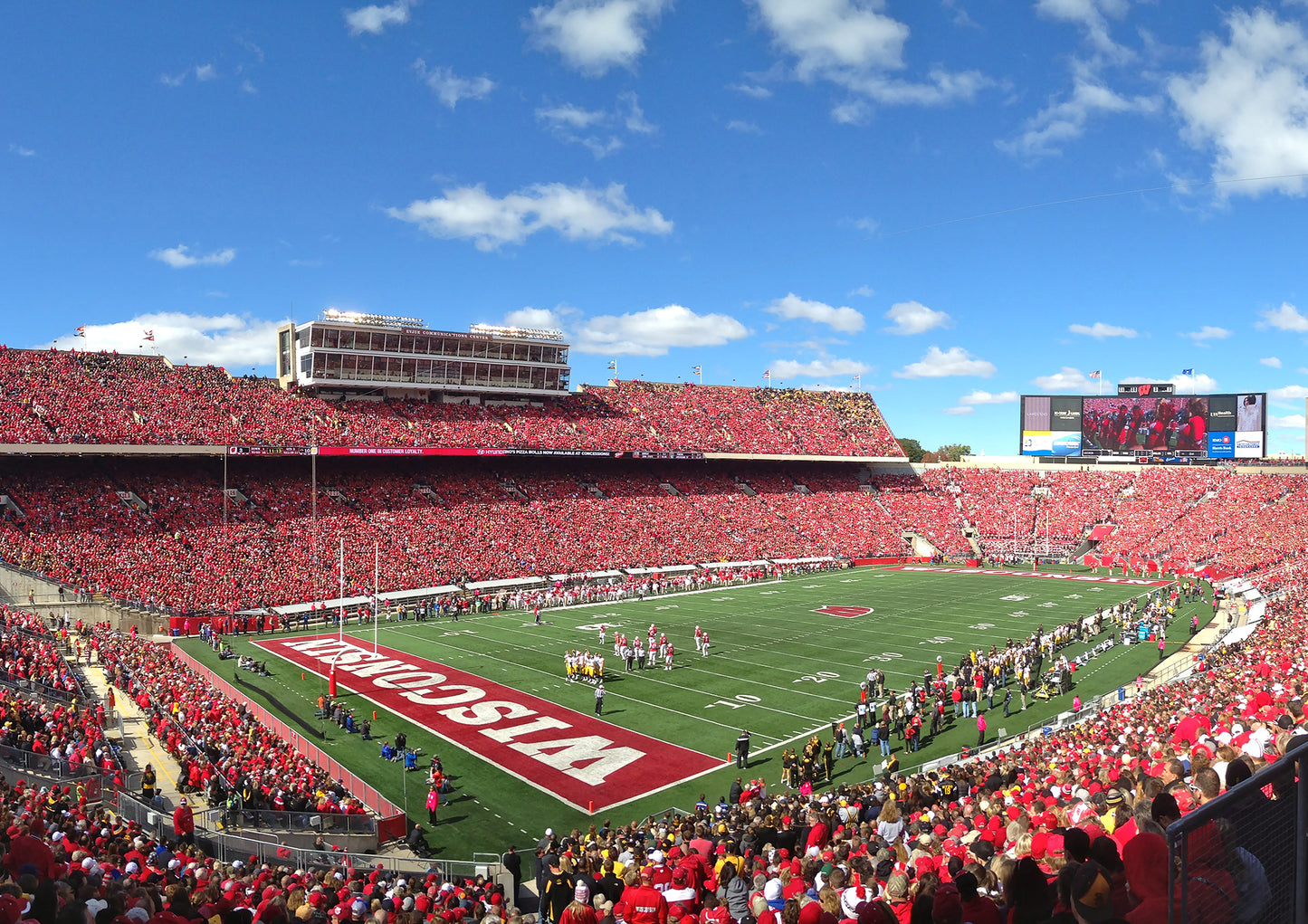 Camp Randall Stadium Day Game Blue Sky and Clouds Wall Mural