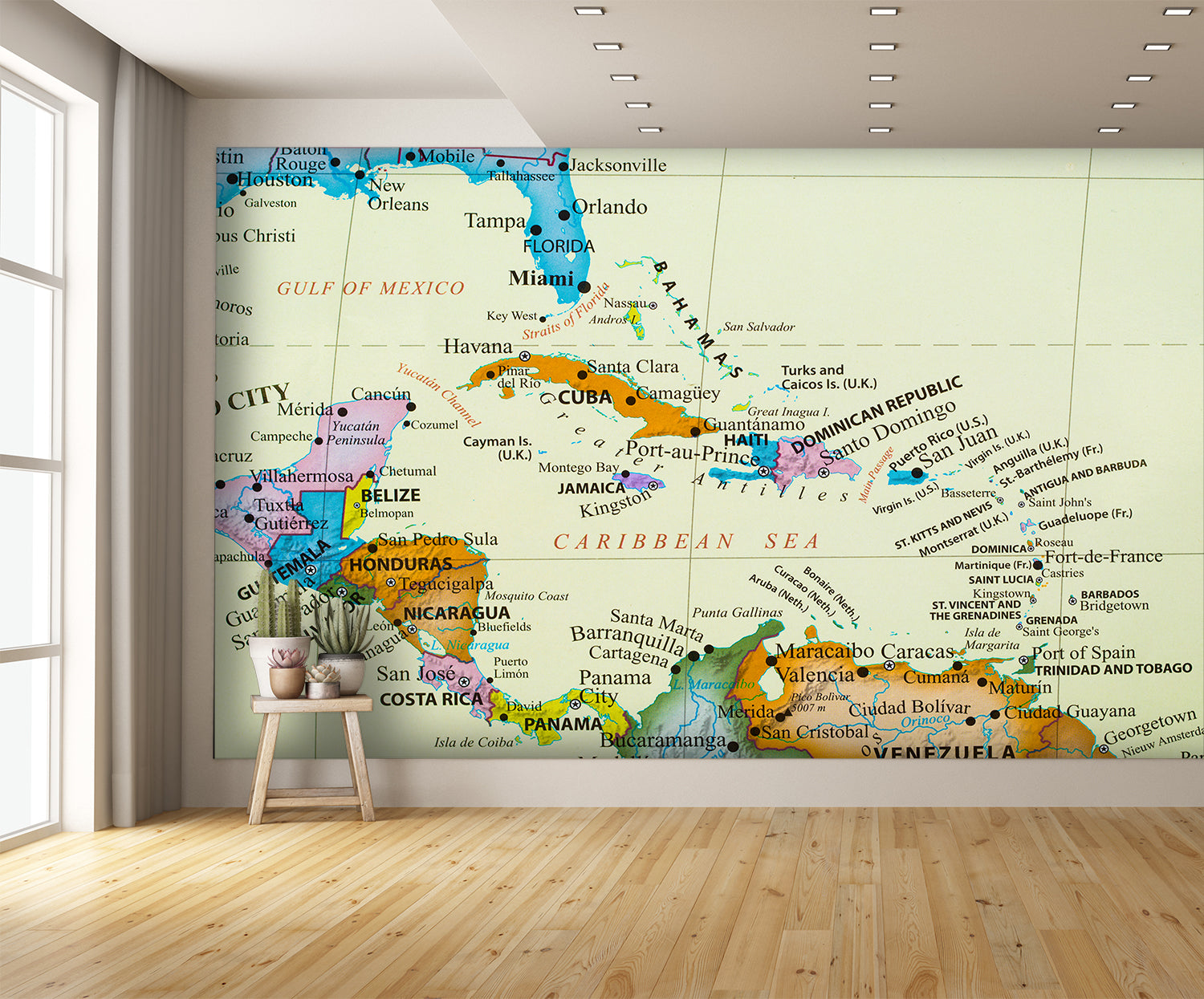 Caribbean Islands Map Wall Mural Large Image Wallpaper extra room