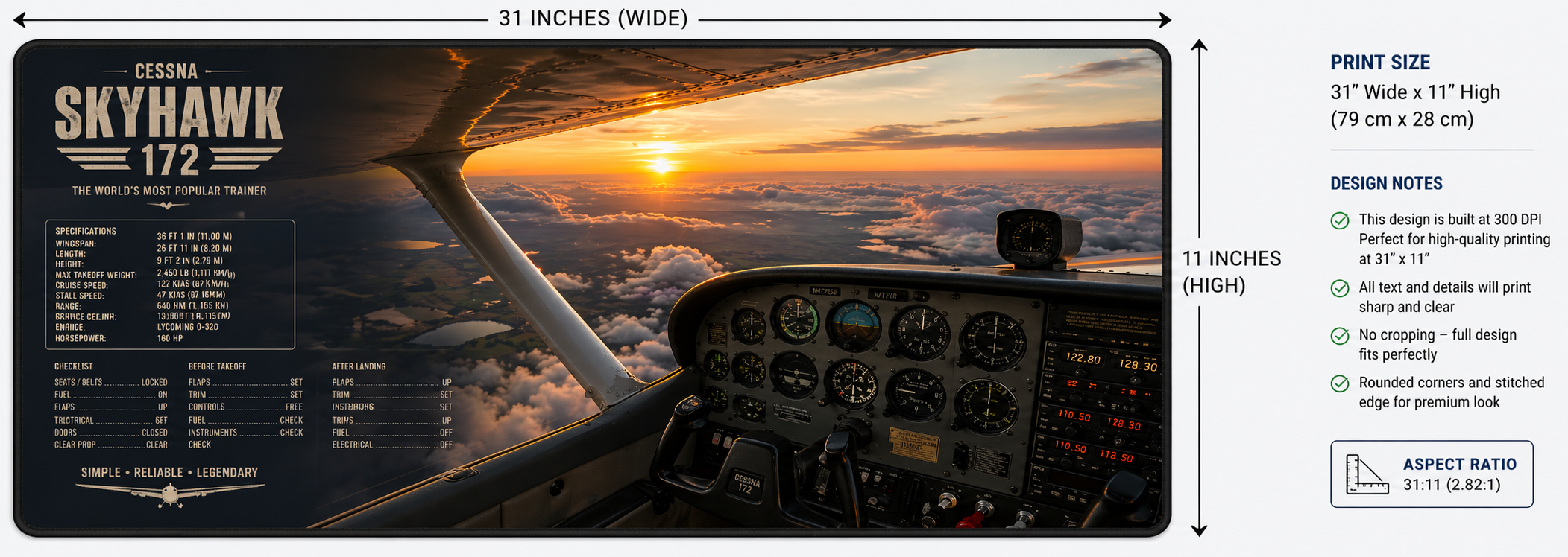 Cessna Skyhawk Cockpit Desk Mat