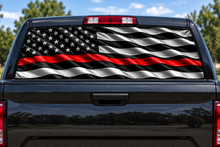 Waving Thin Red Line Flag Rear See Through Window Graphic