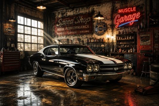 Classic Muscle Car Garage Wall Mural