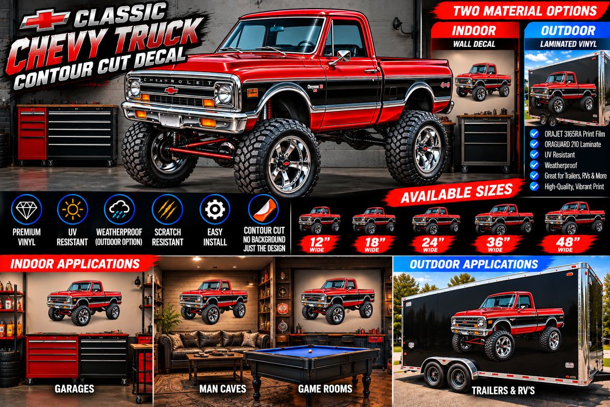 Classic Lifted Truck Contour Cut Decal – Indoor or Outdoor