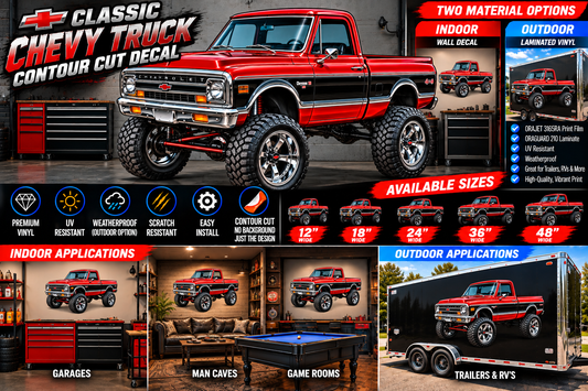 Classic Lifted Truck Contour Cut Decal – Indoor or Outdoor