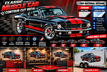 Black & Red Classic Muscle Car Contour Cut Decal – Indoor or Outdoor