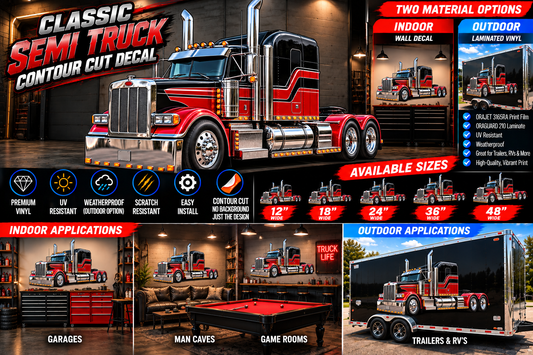 Classic Semi Truck Contour Cut Decal – Indoor or Outdoor