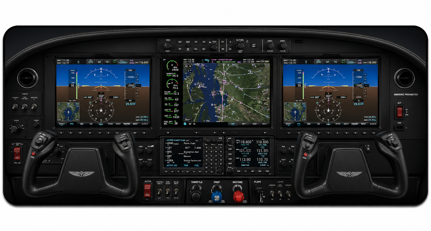Modern Glass Cockpit Aviation Desk Mat