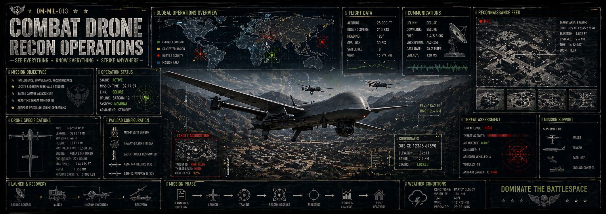 Combat Drone Recon Operations Desk Mat