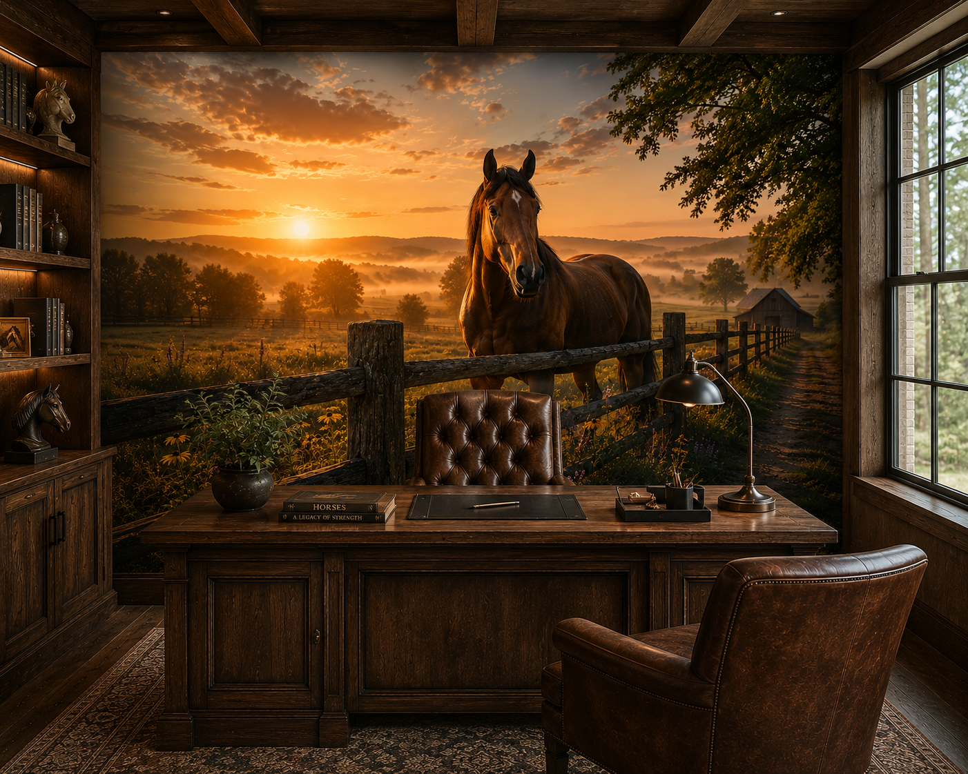 Country Fence Morning Wall Mural
