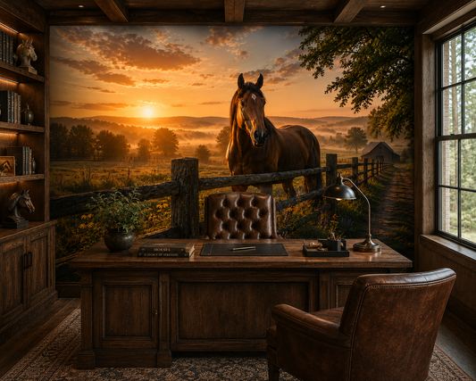 Country Fence Morning Wall Mural