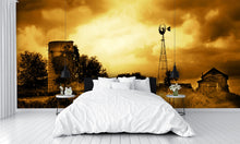 Death of a Farm Wallpaper Wall Mural windmill sepia bedroom