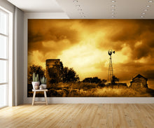 Death of a Farm Wallpaper Wall Mural windmill sepia extra room