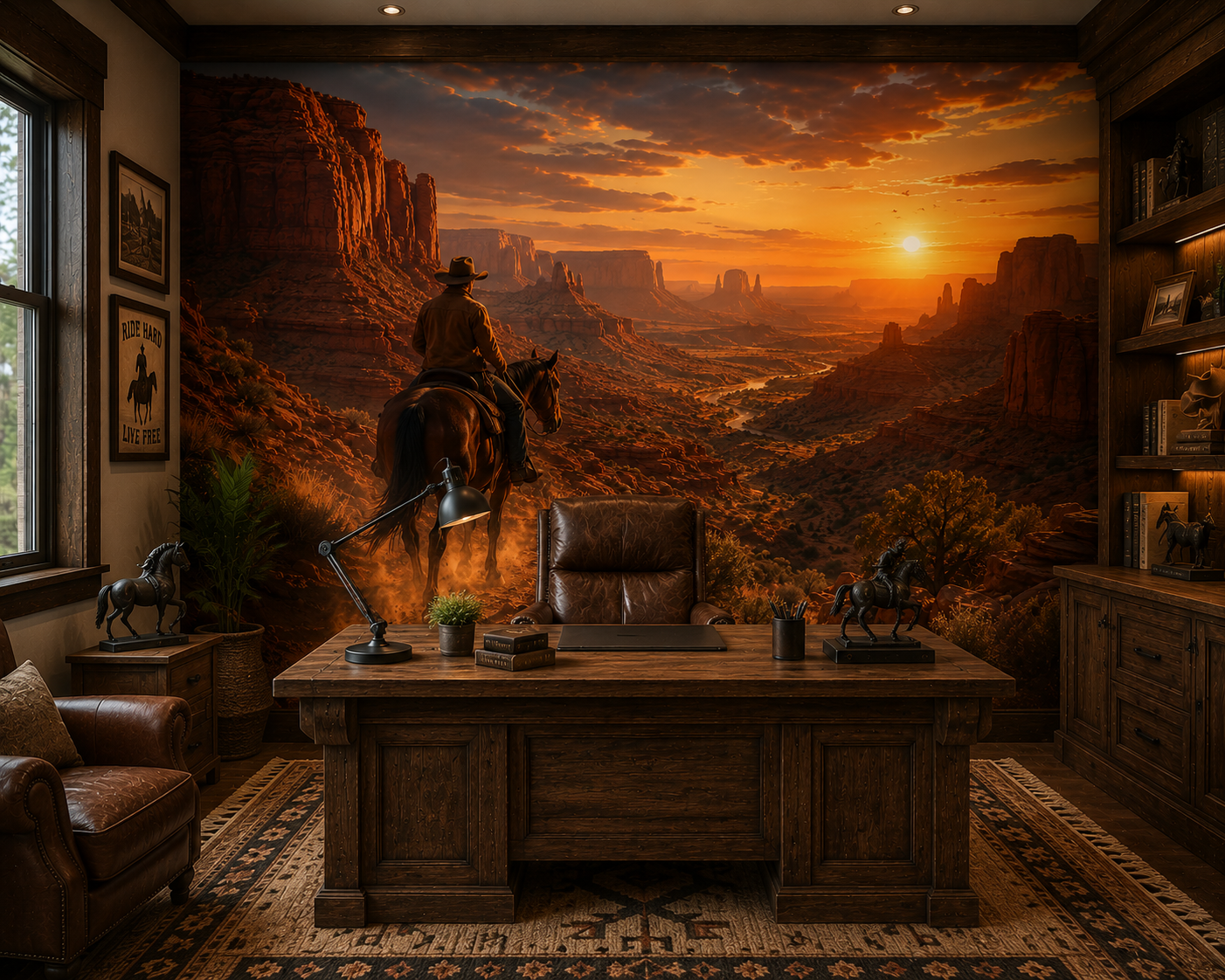 Desert Canyon Cowboy Ride Wall Mural