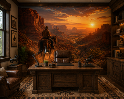 Desert Canyon Cowboy Ride Wall Mural