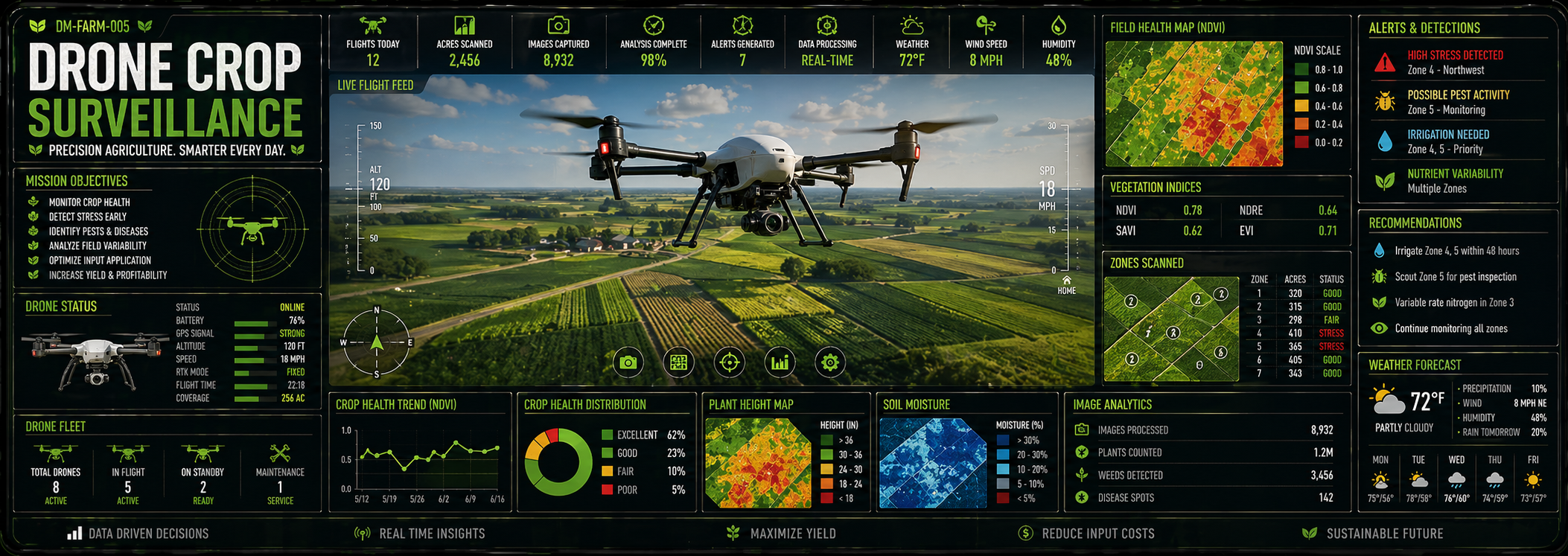 Drone Crop Surveillance Agriculture Desk Mat
