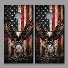 Laminated American flag cornhole board vinyl wrap for 24x48 regulation boards.