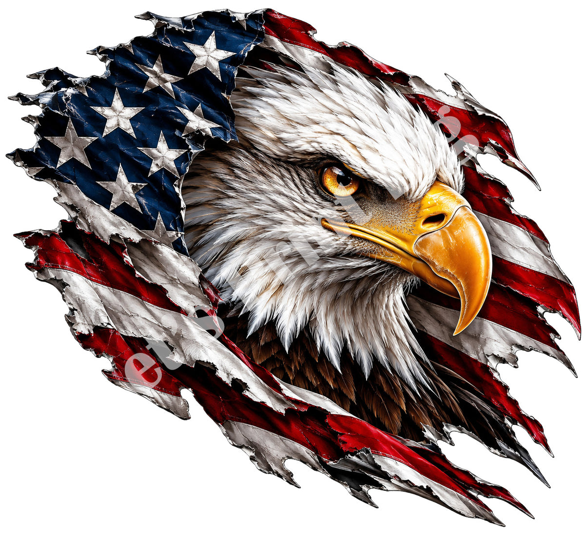 Eagle Head American Flag Contour-Cut Decal