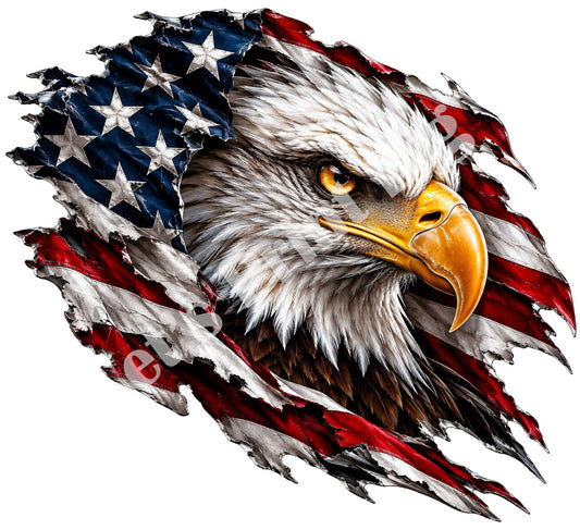Eagle Head American Flag Contour-Cut Decal