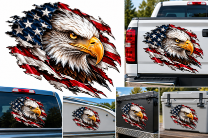 Eagle Head American Flag Contour-Cut Decal