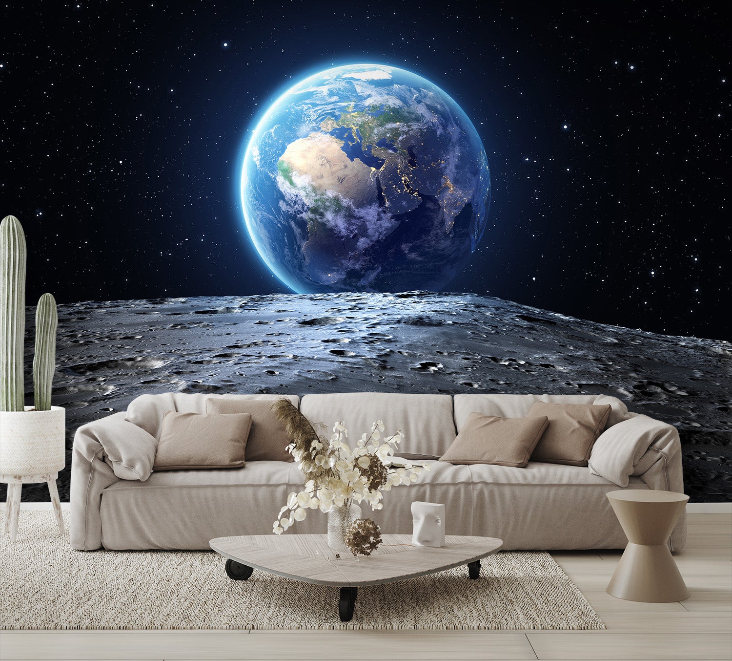 Earth Wallpaper Viewed from the Moon Wall Mural Large living room