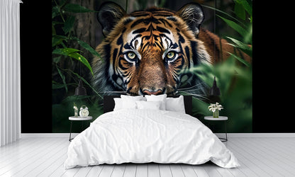 Fierce Tiger Roaming in the Jungle Wallpaper Mural