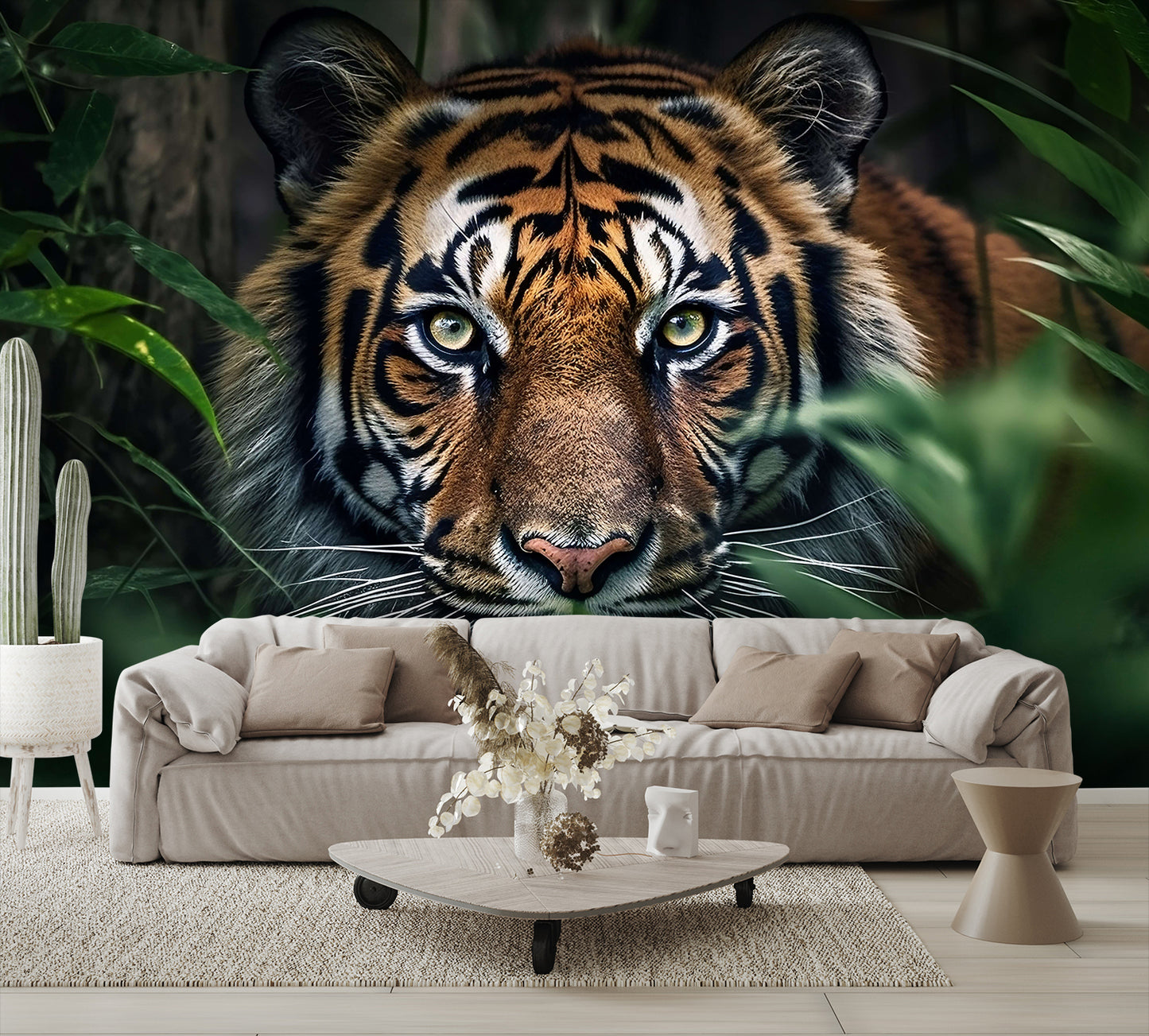 Fierce Tiger Roaming in the Jungle Wallpaper Mural