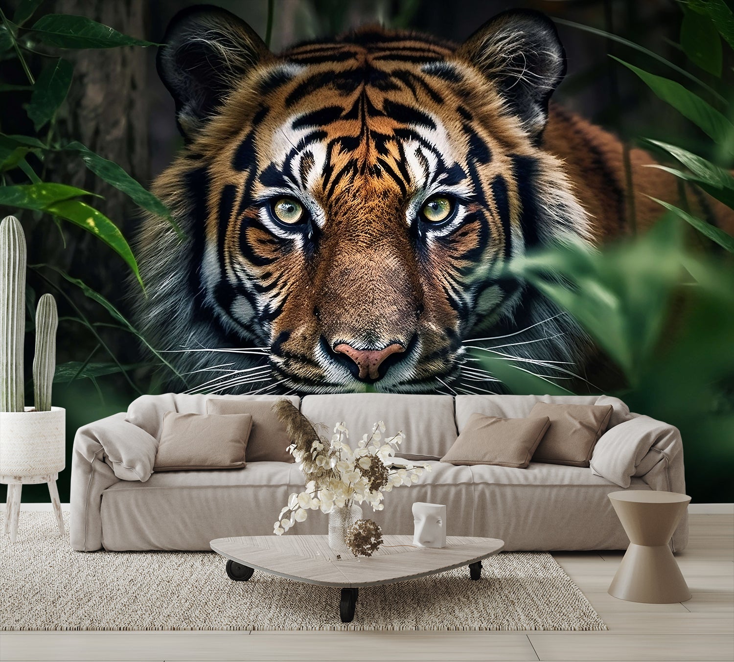 Fierce Tiger Roaming in the Jungle Wallpaper Mural