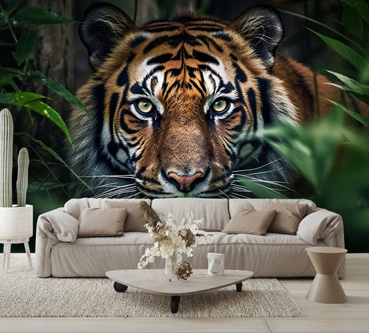 Fierce Tiger Roaming in the Jungle Wallpaper Mural