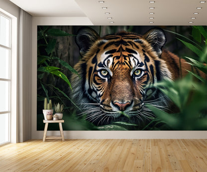 Fierce Tiger Roaming in the Jungle Wallpaper Mural