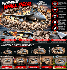 3D Fighter Jet Breakthrough Wall Decal – Indoor & Outdoor Premium Vinyl Graphic