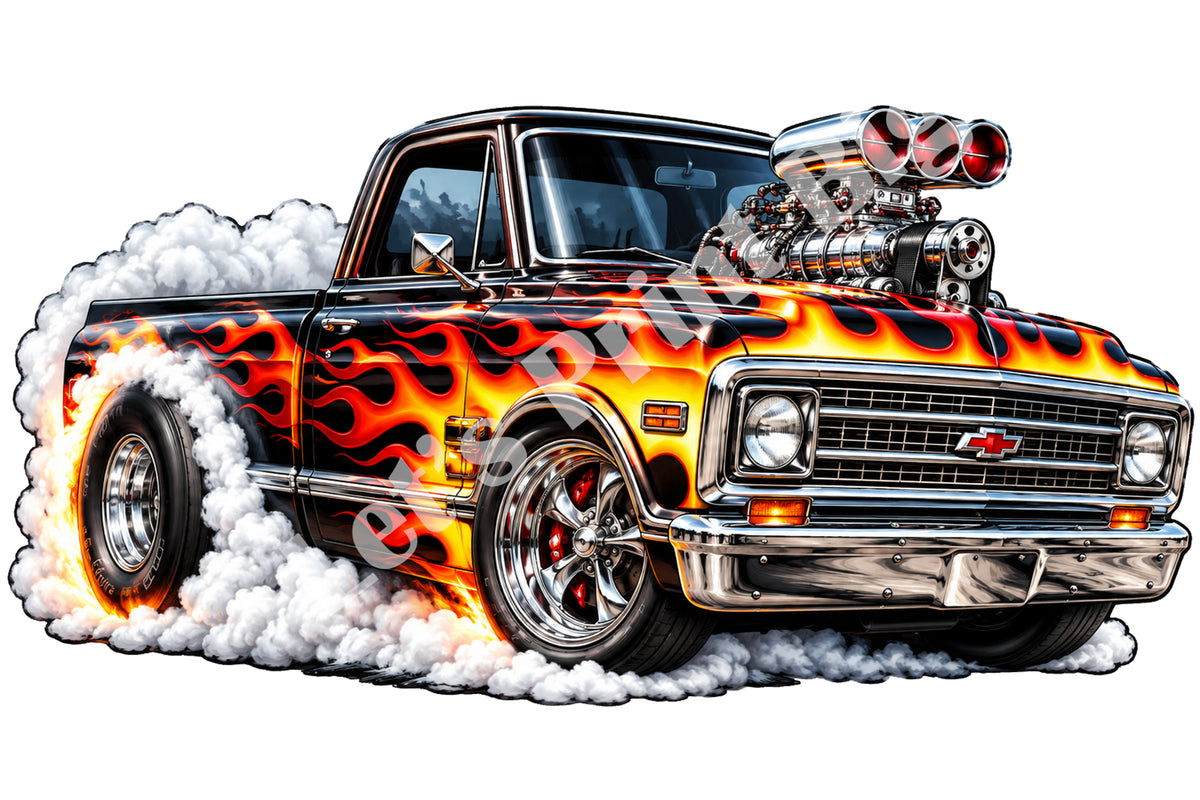 Muscle Truck Burnout Contour Cut Decal – Indoor or Outdoor