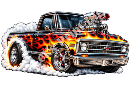 Muscle Truck Burnout Contour Cut Decal – Indoor or Outdoor