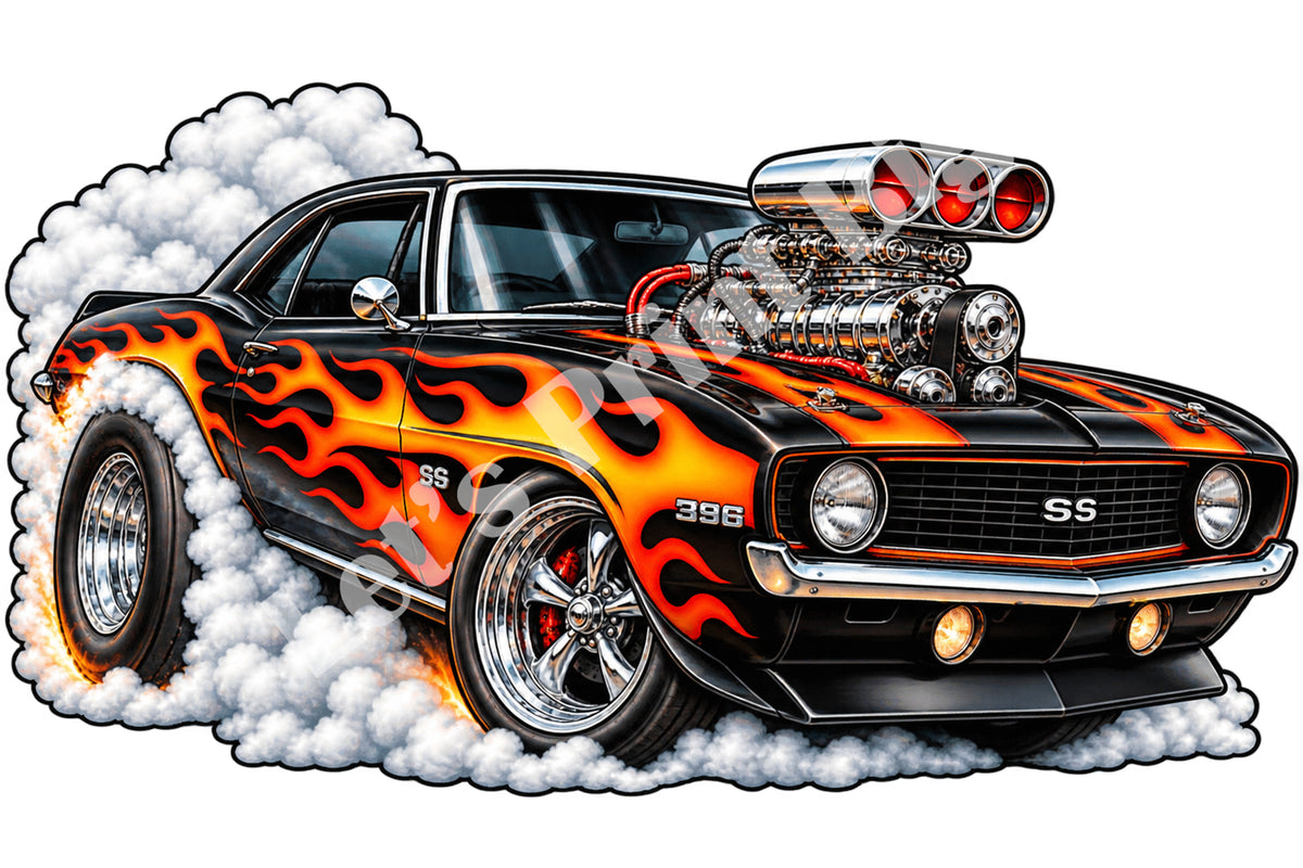 Muscle Car Burnout Contour Cut Decal – Indoor or Outdoor