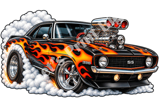 Muscle Car Burnout Contour Cut Decal – Indoor or Outdoor